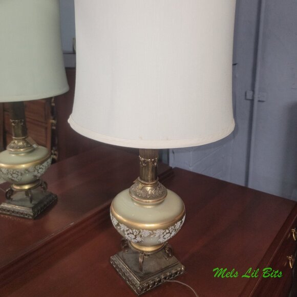 Regency Style Ornate Gold Filigree Lamp - Picture 3 of 5